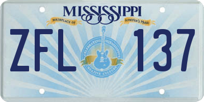 MS license plate ZFL137