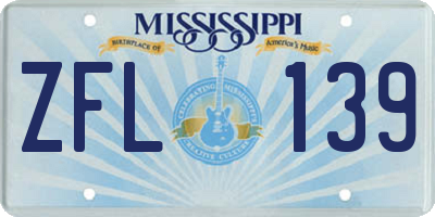 MS license plate ZFL139