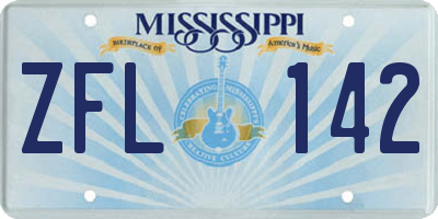 MS license plate ZFL142