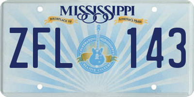 MS license plate ZFL143