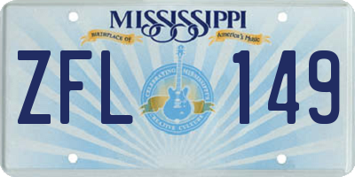 MS license plate ZFL149