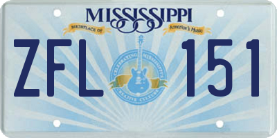 MS license plate ZFL151