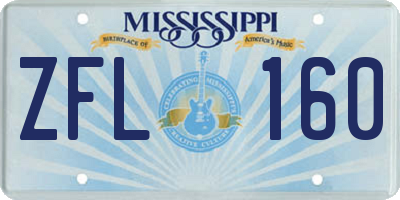 MS license plate ZFL160