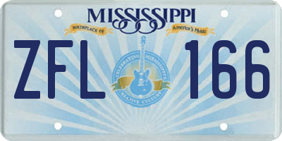 MS license plate ZFL166
