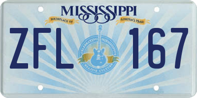 MS license plate ZFL167