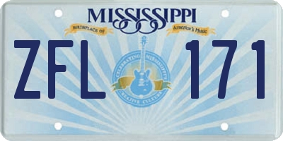 MS license plate ZFL171