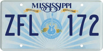 MS license plate ZFL172