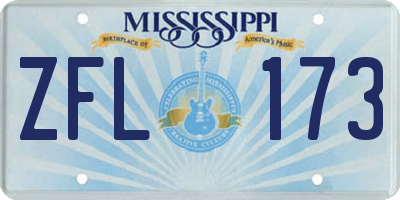 MS license plate ZFL173