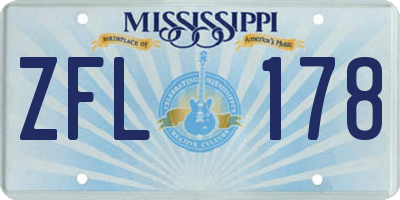 MS license plate ZFL178