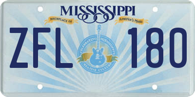 MS license plate ZFL180