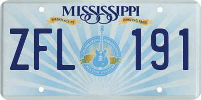 MS license plate ZFL191