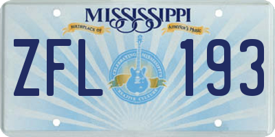 MS license plate ZFL193