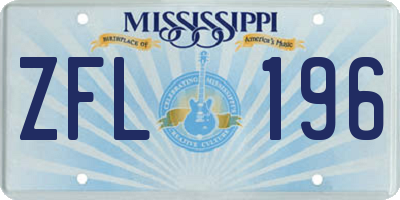 MS license plate ZFL196