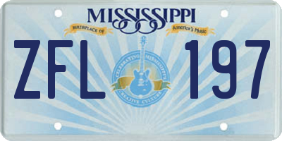 MS license plate ZFL197