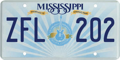 MS license plate ZFL202