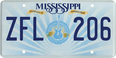 MS license plate ZFL206