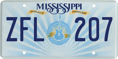 MS license plate ZFL207