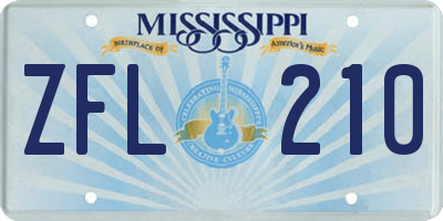 MS license plate ZFL210