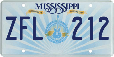 MS license plate ZFL212