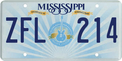 MS license plate ZFL214