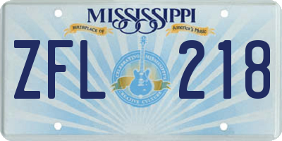 MS license plate ZFL218