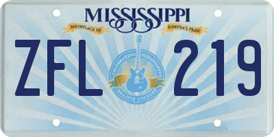 MS license plate ZFL219