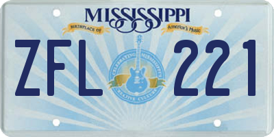 MS license plate ZFL221