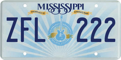MS license plate ZFL222