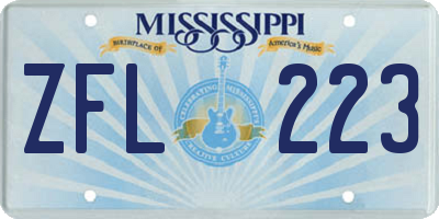 MS license plate ZFL223
