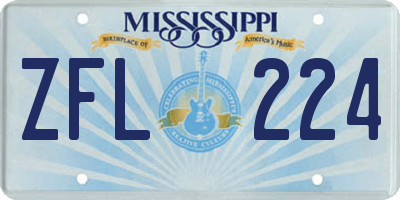 MS license plate ZFL224