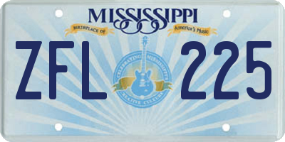 MS license plate ZFL225