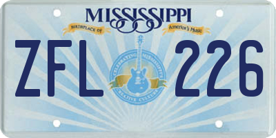 MS license plate ZFL226