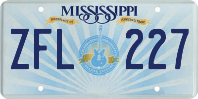 MS license plate ZFL227