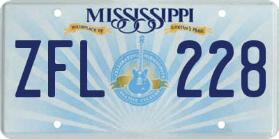 MS license plate ZFL228
