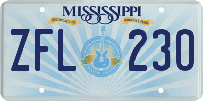 MS license plate ZFL230