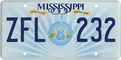 MS license plate ZFL232