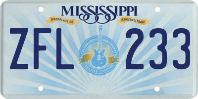 MS license plate ZFL233