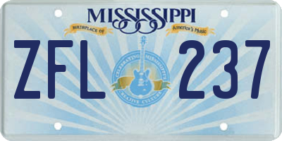 MS license plate ZFL237
