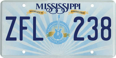 MS license plate ZFL238