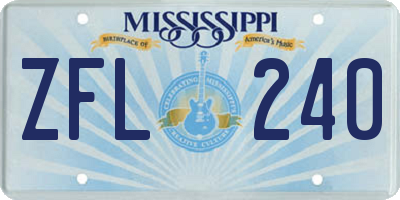 MS license plate ZFL240