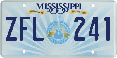 MS license plate ZFL241