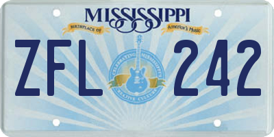 MS license plate ZFL242
