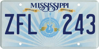 MS license plate ZFL243
