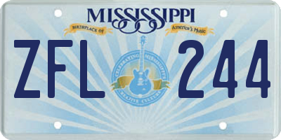 MS license plate ZFL244
