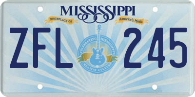 MS license plate ZFL245