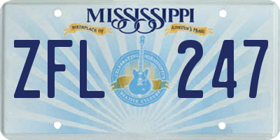 MS license plate ZFL247