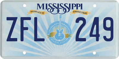 MS license plate ZFL249