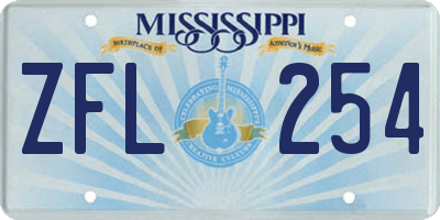 MS license plate ZFL254