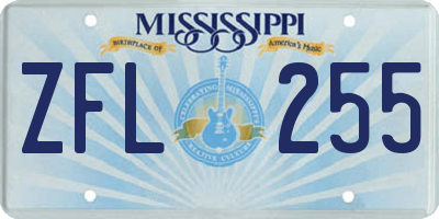 MS license plate ZFL255
