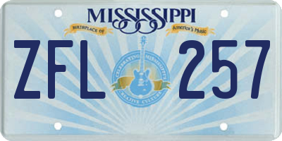 MS license plate ZFL257